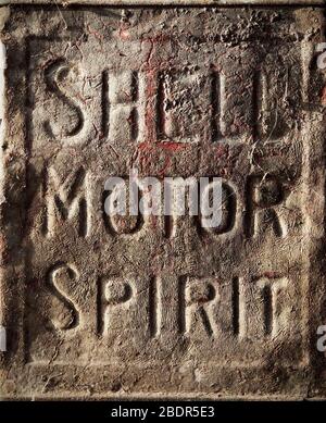 Vintage Shell Motor Spirit fuel can. Stock Photo