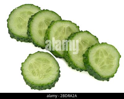 Cucumber slices isolated on white background Stock Photo