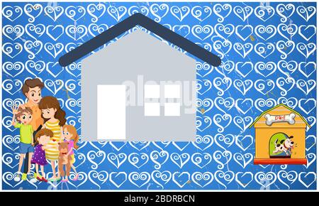 family is enjoying at home with pet animals on abstract background Stock Photo