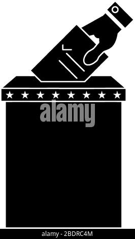 Vector black hand putting a voting ballot on white Stock Vector Image ...