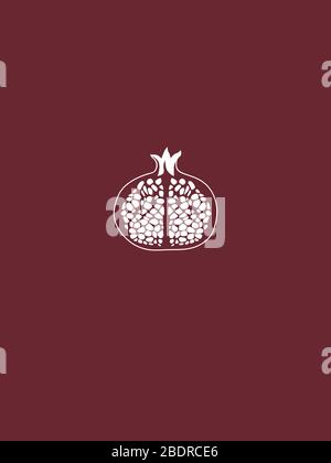 Pomegranate Minimalist Graphic Design on Red Background Stock Vector