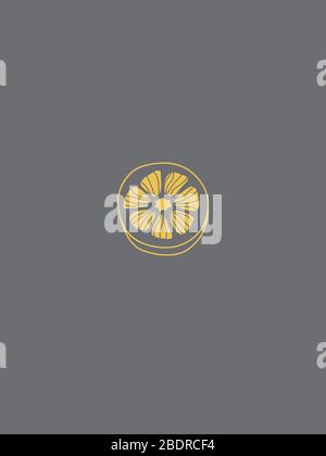 Yellow Citrus Vector Graphic Design Drawing on Grey Background Stock Vector