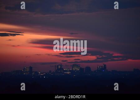 Arlington, VA Skyline at Dusk from a Distance Stock Photo