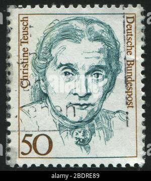 GERMANY  - CIRCA 1986: stamp printed by Germany, shows portraite Christine Teusch, circa 1986. Stock Photo