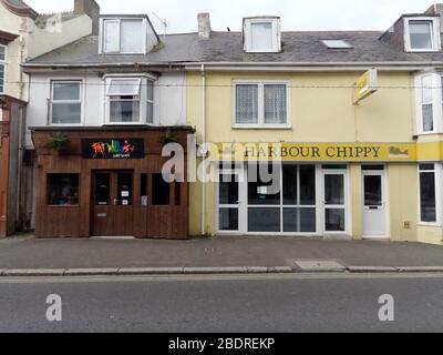 Newquay deserted, Covid 19 lockdown, Shopping area empty, Tourist business closed. Newquay Cornwall, UK. Credit:Robert Taylor/Alamy Live News