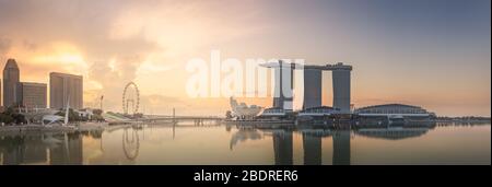 Business district and Marina bay in Singapore Stock Photo