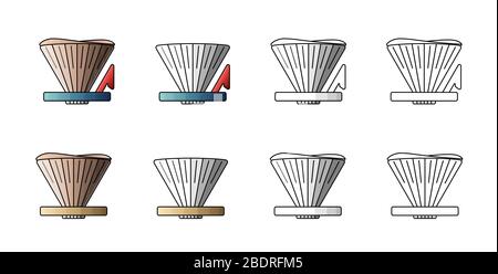 Pour over alternative coffee maker. V coffee cone vector illustration on white background. Stock Vector