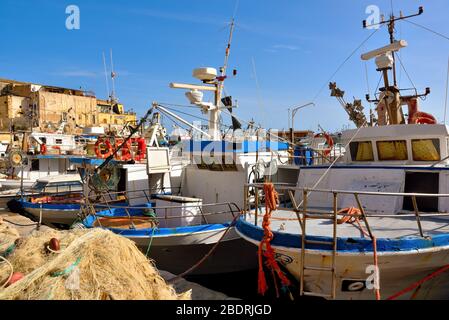 fishing boats in Sciacca Sicily Stock Photo