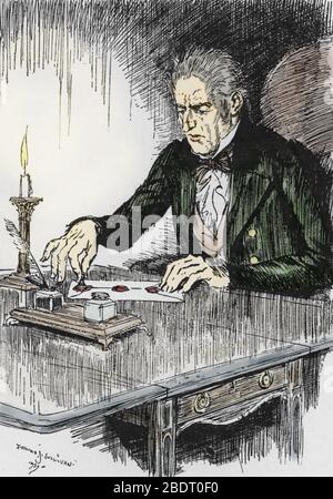 'Dr jekyll ferme la lettre ou il confesse etre Mr Hyde le meurtrier, Illustration de Edmund Joseph Sullivan (1869-1933) pour le roman 'L'Etrange Cas d Stock Photo