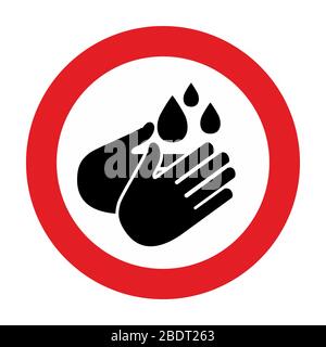 Warning and quarantine sign wash hands. Lockdown Pandemic stop Coronavirus outbreak covid-19 2019-nCoV. Travel with mouth cap mask Vector protect icon Stock Vector