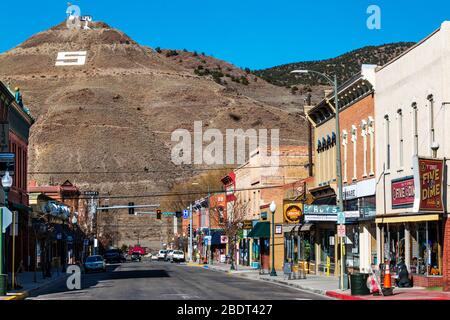 F Street; the main street; relatively empty due to the coronavirus and closed businesses Stock Photo
