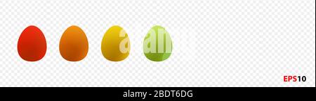 Easter egg realistic colorful colors blue,red,orange rainbow colors illustration isolated on a transparent background .Easter element design.Tradition Stock Vector