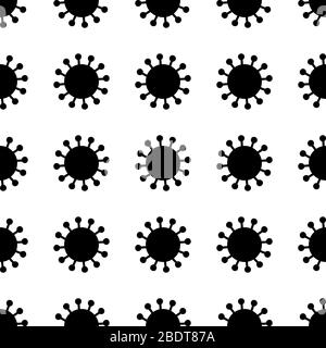Coronavirus hand drawn bacterias in seamless pattern. Vector stock illustration. Stock Vector