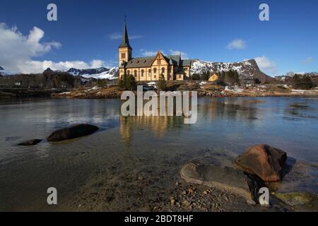 Kabelvag church, Svolvaer in the Lofoten Islands. Stock Photo