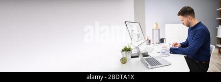 Accountant Using E Invoice Software Calculating Electronic Bill Stock Photo