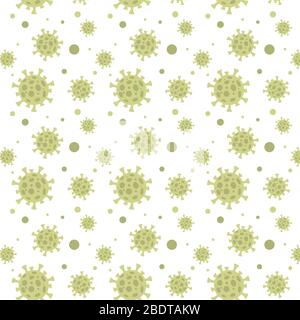 Coronavirus Covid-19 cells vector flat seamless pattern. Epidemic, global pandemic of China pathogen respiratory influenza outbreak, quarantine background concept. Stock Vector
