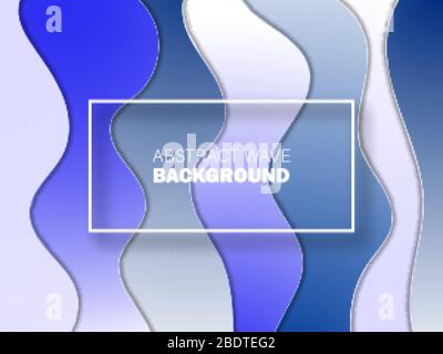 Abstract dynamic fluid overlap textured blue background Stock Vector