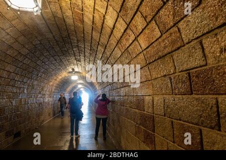 View inside the entrance tunnel leading to the lift/elevator up to the Eagle's Nest, Berchtesgaden, Bavaria, Germany. Stock Photo