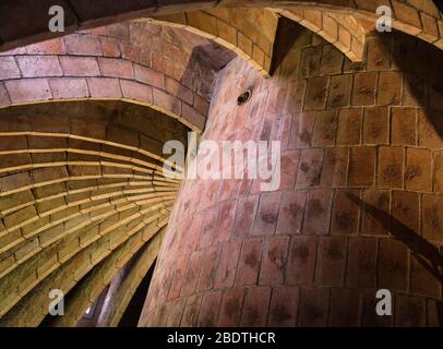 Inside the brick attic construction of Casa Mila, Barcelona, Spain. Stock Photo