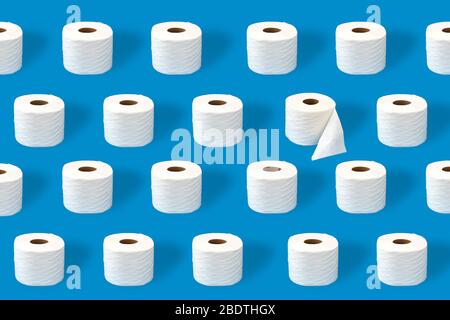 Toilet paper rolls on a blue background Stock Photo