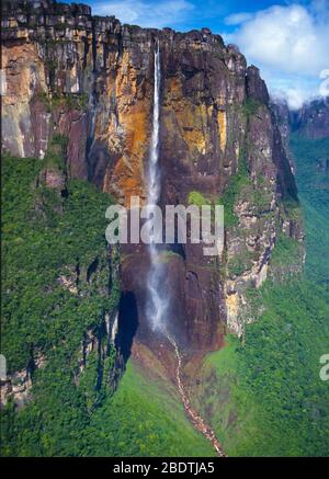 CANAIMA NATIONAL PARK, VENEZUELA - Angel Falls, world's highest waterfall at 979 meters (3,212 feet). Stock Photo