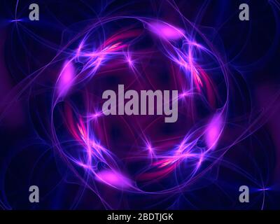 Abstract neon glowing waves and curls - digitally generated image Stock Photo