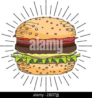 Hamburger/ Cheeseburger - illustration/ clipart Stock Vector