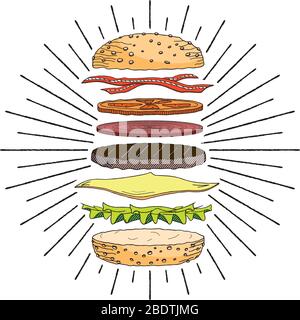 Hamburger/ Cheeseburger - illustration/ clipart Stock Vector