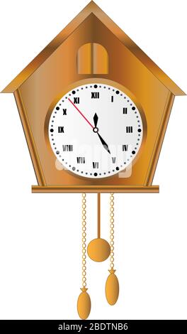 Cuckoo clock vector background white brown clock Stock Vector