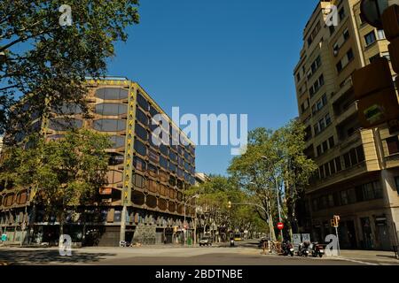 Barcelona, Spain April 2020 : Around Plaza Urquinaona during Corona Virus Outbreak Stock Photo
