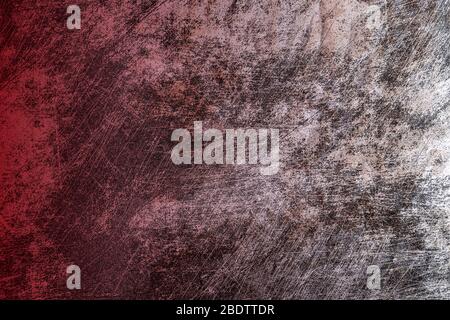Scratched up wall faded from white to red , wallpaper or background concept Stock Photo