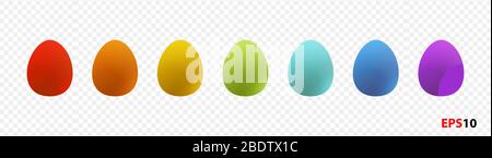 Easter egg realistic colorful colors blue,red,orange rainbow colors illustration isolated on a transparent background .Easter element design.Tradition Stock Vector