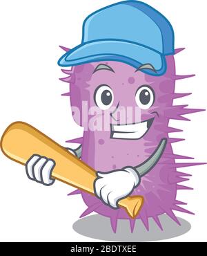 Picture of acinetobacter baumannii cartoon character playing baseball Stock Vector