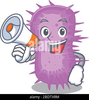 Cartoon character of acinetobacter baumannii having a megaphone Stock Vector