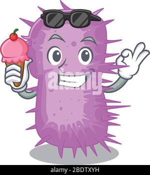 Cartoon design concept of acinetobacter baumannii having an ice cream Stock Vector
