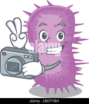Acinetobacter baumannii mascot design as a professional photographer working with camera Stock Vector