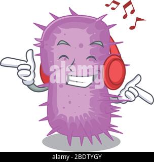 Acinetobacter baumannii Cartoon design concept listening music Stock Vector