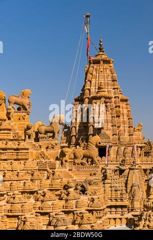 Sri Chandra Prabhu Swami Jain Temple Jaisalmer Fort Rajasthan India Stock Photo