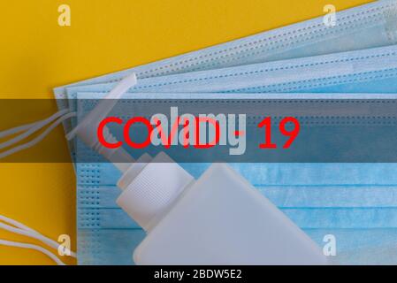 Covid - 19 text : Corona Virus Covid-19 concept - Health and care. Stock Photo