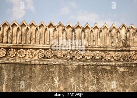 Old Fort Rock Stone Big Wall For Background Dirty Old Classic Wall pattern Stock Photograph Stock Photo