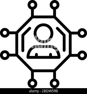 Man on a chip icon, outline style Stock Vector