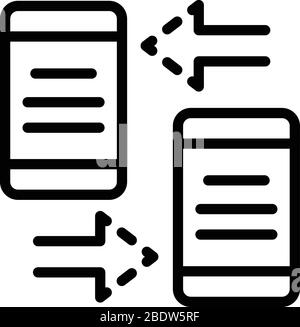 Two smartphones and arrows icon, outline style Stock Vector