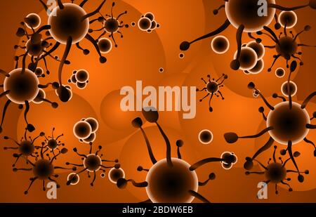 viruses and bacteria for medicine orange background vector illustration. Stock Vector