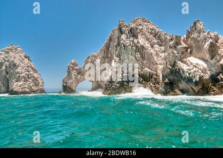 Seascape of the arch of Cabo San Lucas in the peninsula of Baja California, in the state of Baja California Sur, also known as finis terra. Mexico. Stock Photo
