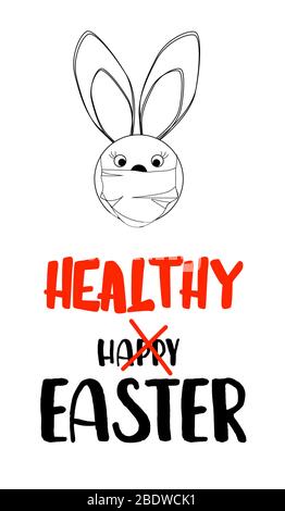 rabbit in a medical mask. Easter concept. Easter quarantine.. Stock Vector