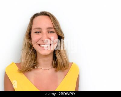 Portrait of happy young woman, Panama city, Panama Stock Photo