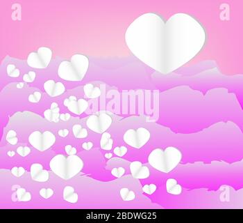 Heart design on pink cloud background Stock Vector