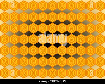 Bee hexagon pattern on yellow hole backgrpund Stock Vector
