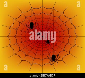 Black Spider handing on dark net Stock Vector