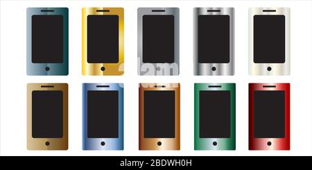 Mobile phones, smartphones or tablets screen icons set in various gradients colors with copy space for texts and images. Vector Illustration EPS 10 Stock Vector